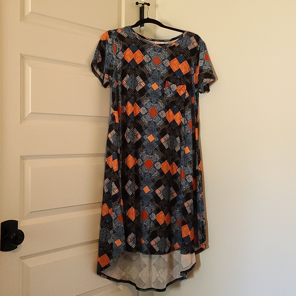NWOT Carly, blue, black, orange, cream